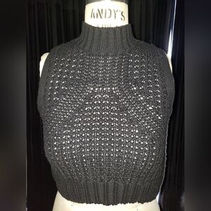 Autumn Cashmere 100% cotton cable knit crop tank top